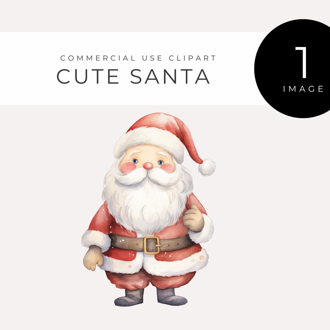 Cute Santa Claus Watercolor Clipart INSTANT DOWNLOAD Jolly Holiday ...