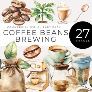 Kaffee Clipart Sofort-DOWNLOAD Espresso Maschine, rustikale Kaffeebohnen, Pflanze, Barista-Werkzeug, Küchendekoration, Café-Menüs, Babyparty-Einladung