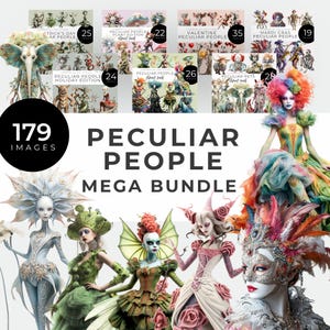 Mega pacote de pessoas peculiares, download instantâneo, personagens fantásticos e excêntricos, clipart PNGs, feriados, animais de estimação, plantas, fantasias, figuras góticas
