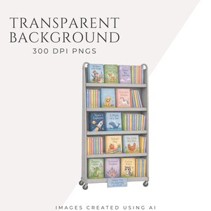 Bokmässa Clipart, Akvarell Klassrumsbibliotek PNG-designer, Läs- och Läskunnighetsveckadekor, Bokinspirerade Bilder, Kommersiellt Bruk, Digital Nedladdning bild 3