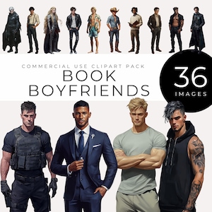 Buch Freund Clipart, sofortiger Download, dunkle Romanze, Märtyrer, Cowboy, Fantasy Held, Mafia, Bad Boy, Militär Alpha männlich digitale Kunst