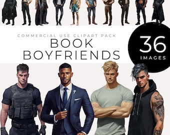 Book Boyfriend Clipart, Instant Download, Dark Romance, Billionaire, Cowboy, Fantasy Hero, Mafia, Bad Boy, Military Alpha Male Digital Art