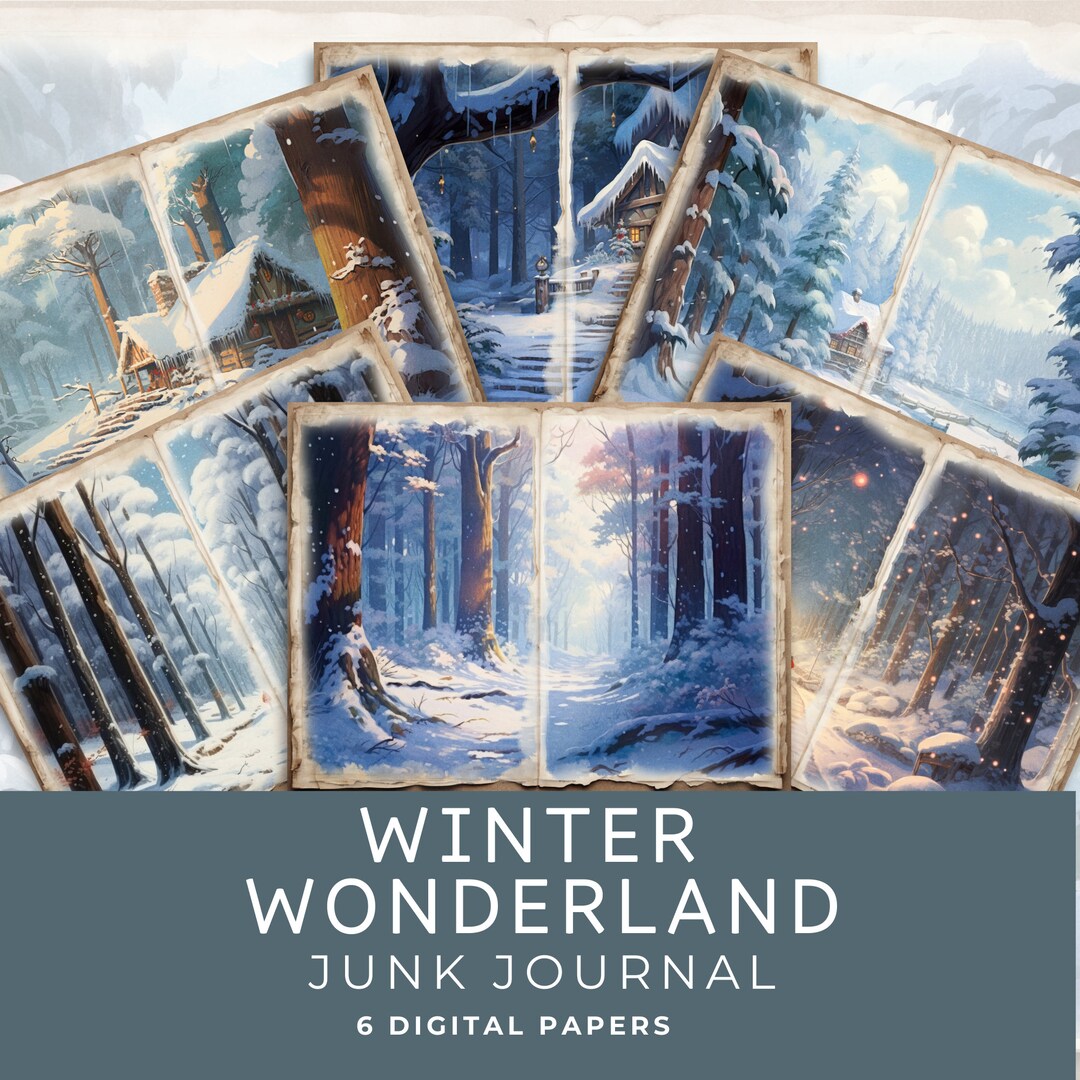 Winter Wonderland Junk Journal Papers DIGITAL DOWNLOAD Snow Forest ...