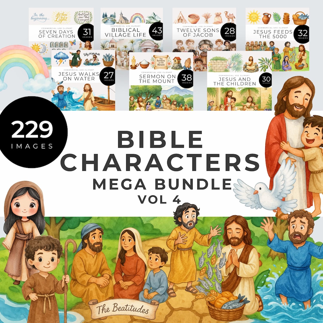Biblical Characters Mega Bundle Clipart Vol 4, Christian Watercolor PNG ...