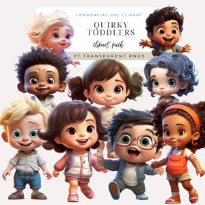 Quirky Toddler Clipart INSTANT DOWNLOAD Whimsical Figures & Eccentric Illustrations, Playful Portraits and Cartoon People, Commercial Use
