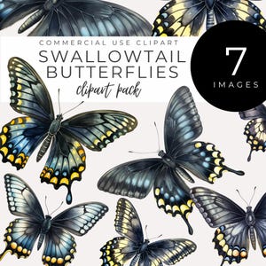 Aquarell Schwalbenschwanz Schmetterling Clipart, SOFORTIGER DOWNLOAD Elegante Schmetterlingskunst für von der Natur inspirierte Dekorationen, Scrapbooking und digitales Kunsthandwerk