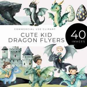 Clipart Vol libellule TÉLÉCHARGEMENT IMMÉDIAT Aquarelle pour enfants chevauchant des créatures fantastiques magiques, châteaux, chambre d'enfant, faire-part, scrapbooking, numérique