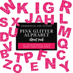 Glitter Pink Alphabet Clipart DIGITAL DOWNLOAD Glam Alphabet, Png Files, Glitter Alphabet, Glitter Letters, Pink Letters, Commercial  Use