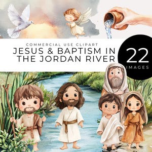 Neues Testament Clipart, sofortiger Download, Jesus, Taufe, Jordan, Bibelfiguren, christliche Sonntagsschule, Kirche, Glaube Projektkunst