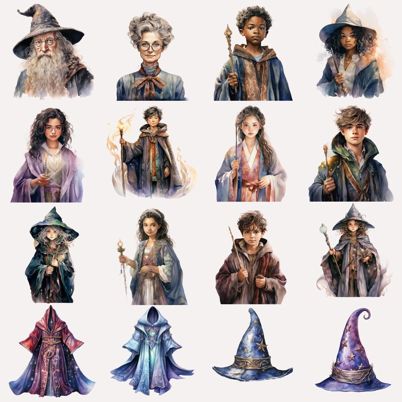 Wizard Academy Clipart INSTANT DOWNLOAD Fantasy School Graphics ...