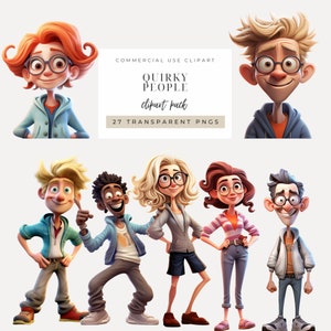 Quirky People Art INSTANT DOWNLOAD Whimsical Figures & Eccentric Illustrations, Playful Portraits and Cartoon People, Commercial Use