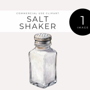 Watercolor Salt Shaker Clipart INSTANT DOWNLOAD Kitchen-Themed Digital Image for Scrapbooking, Recipe Cards, Invitations, Culinary Crafts