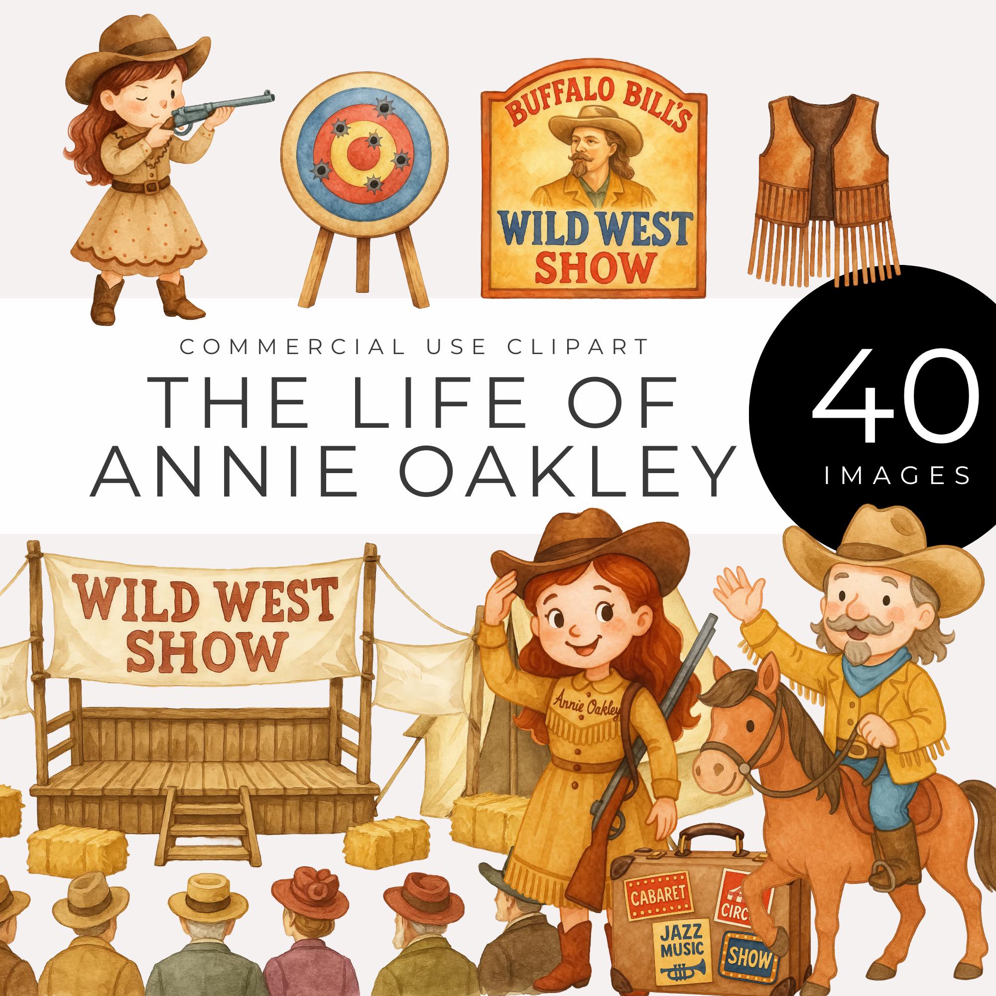 Annie Oakley Clipart, Wild West Show Graphics, Buffalo Bill Rodeo