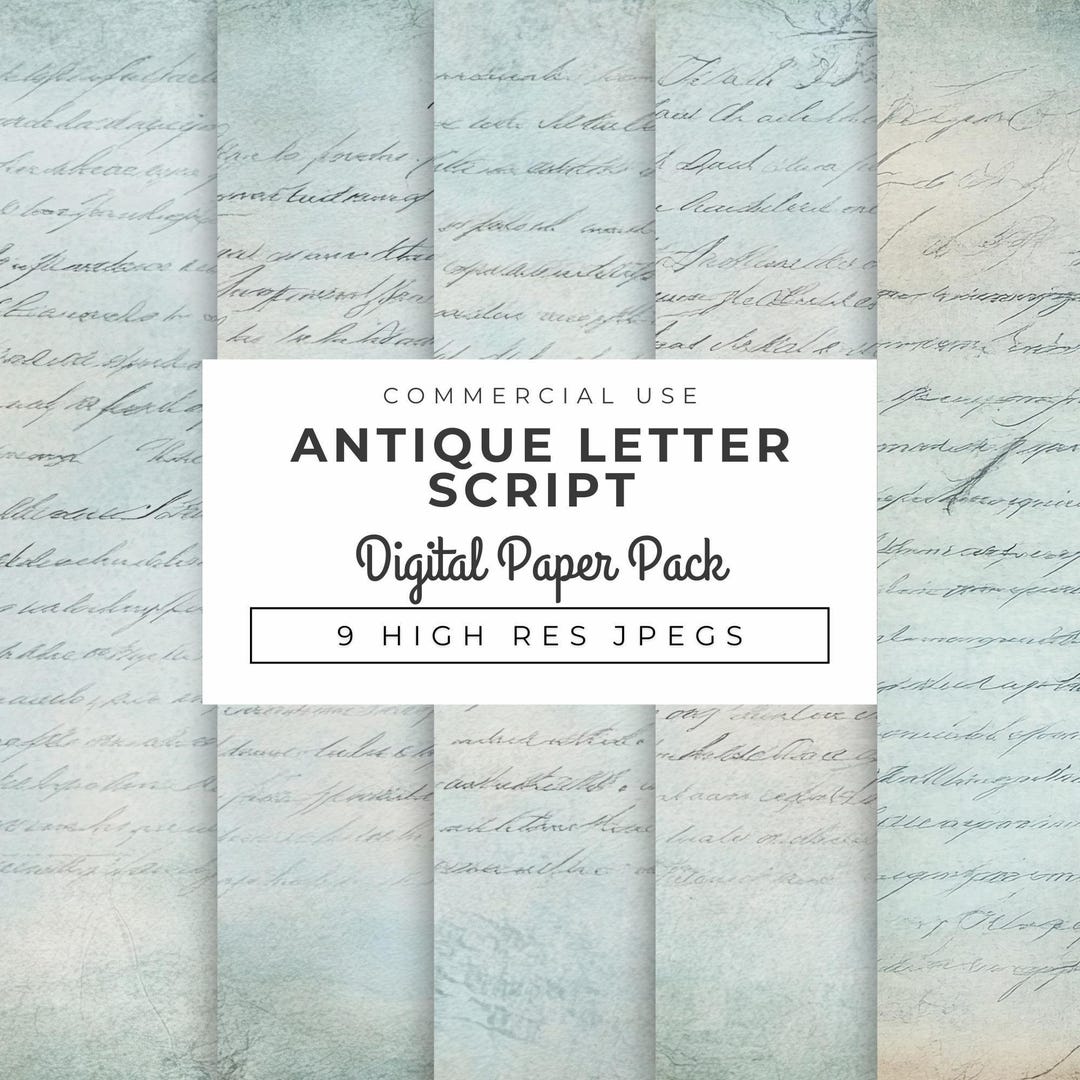 Antique Letter Script Digital Papers, Vintage Handwriting Backgrounds ...