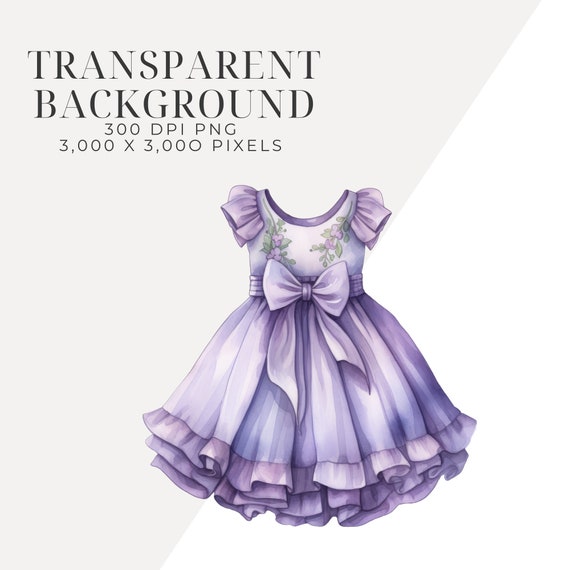 Purple Baby Dress Clipart INSTANT DOWNLOAD Watercolor Cute Ruffle