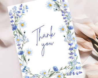 Wildflower thank you card, Wildflower wedding thank you card, Boho Bridal, wildflower wedding, boho bridal card, editable Template, HRB0W1