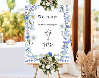 Wildflower Wedding Welcome Sign, Wild Flower Greenery Sign Template, wedding signs, wedding signage, Summer Wedding Sign, HRB0W1
