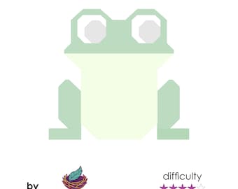 Frog - Digital PDF PAPER Pattern - Foundation Paper Piecing Quilt Block