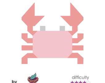 Crab - Digital PDF PAPER Pattern - Foundation Paper Piecing Quilt Block