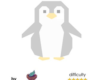 Penguin - Digital PDF PAPER Pattern - Foundation Paper Piecing Quilt Block