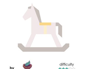 Rocking Horse - Digital PDF PAPER Pattern - Foundation Paper Piecing Quilt Block