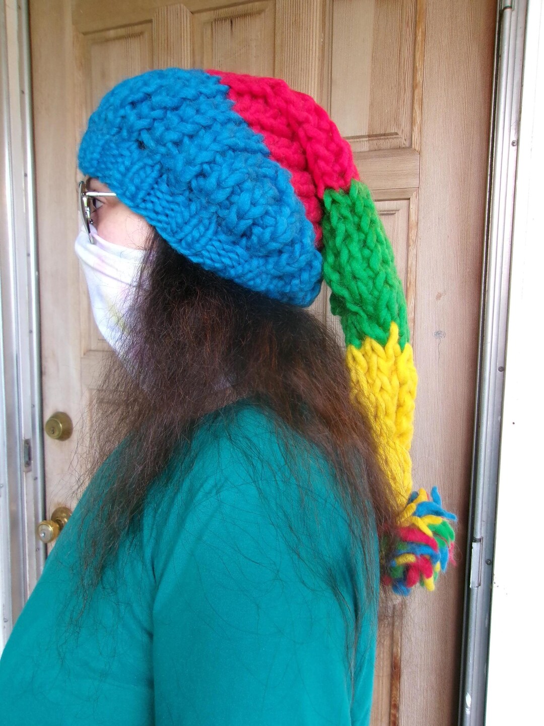 Long Stocking Cap, Rainbow Wool Hat, Brioche Knit Pom Hat - Etsy display picture 3
