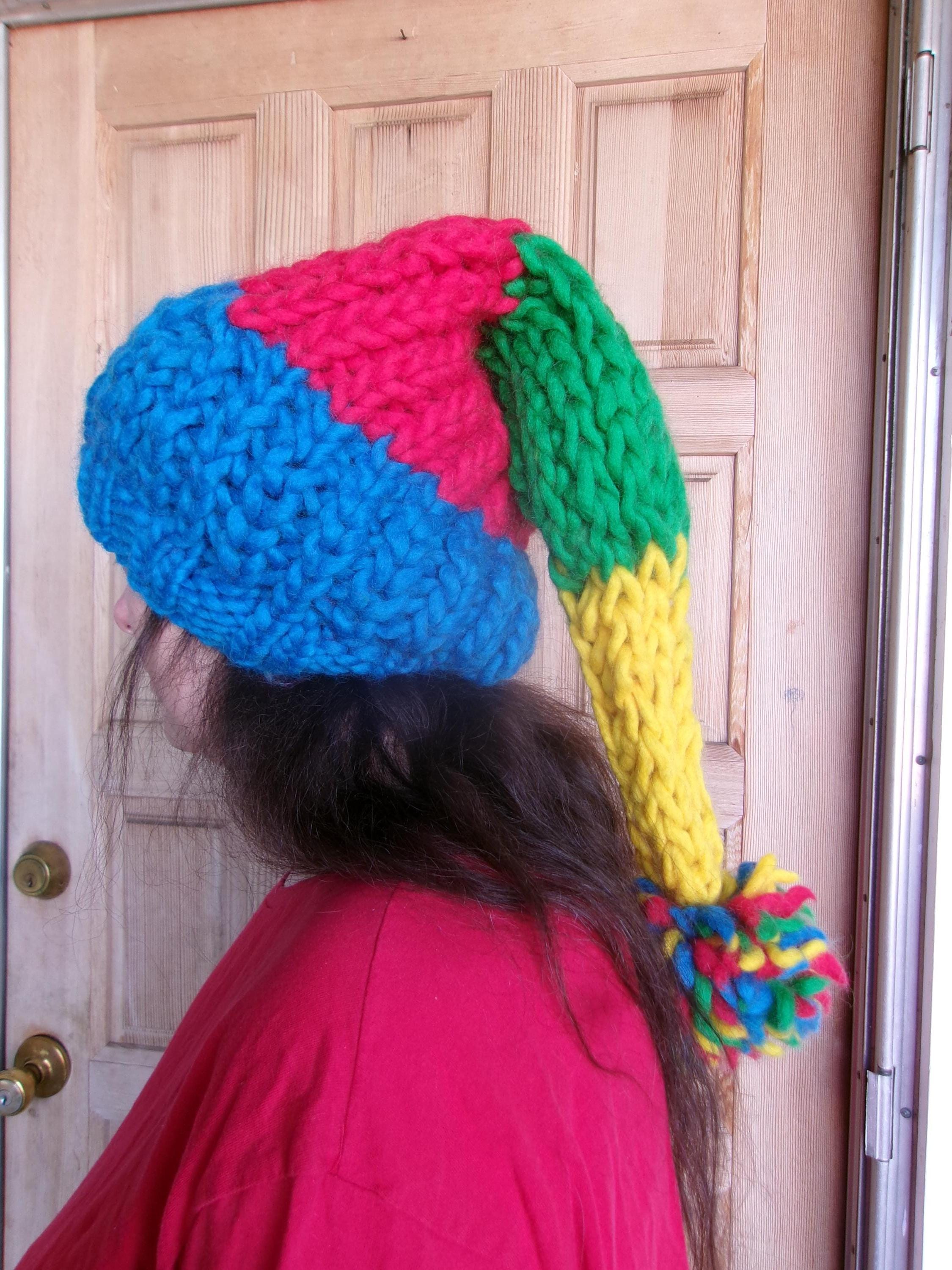 Knit Hat Warm Hand Dyed Soft Wool Green Multicolor Striped Brioche Stocking Cap Hand Knit Wool Beanie: Colorful Striped Winter Hat, Fleece  main image 2