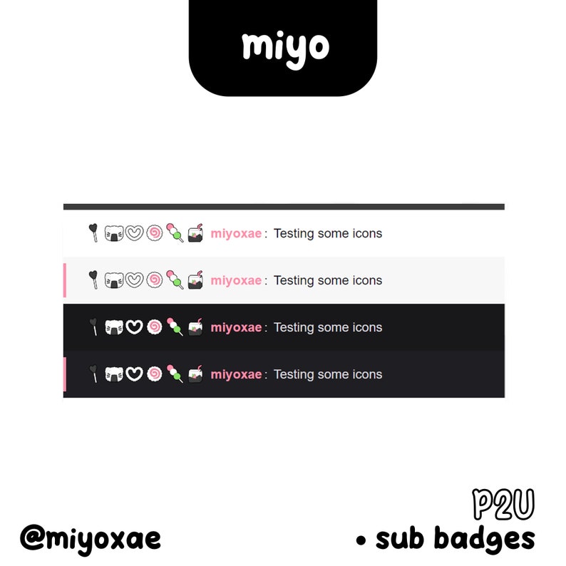 Sweet N Soft Twitch Sub/bit Badges Soft Aesthetic Black White