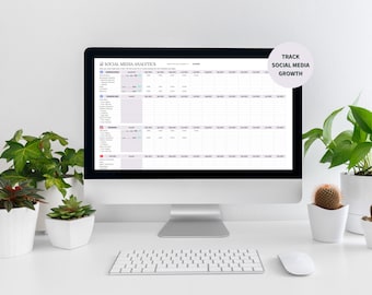 Plantilla de informe de análisis de redes sociales / Informe de redes sociales / Informe de rendimiento de redes sociales / Hoja de cálculo de análisis / Informe de marketing