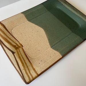 Vintage Lindgren Stoneware Signed Pottery Platter with Beautiful Glaze Serving Tray Charcuterie Kitchenware