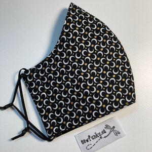 Crescent Moon and Star Cloth Reusable Adjustable Cotton Face Mask - Triple Three Layer