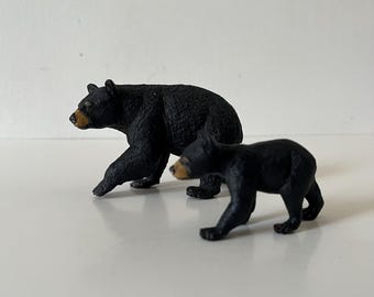 Safari Black Bear and Cub Plastic Toy Animal Figure Diorama Animals Imaginary Play