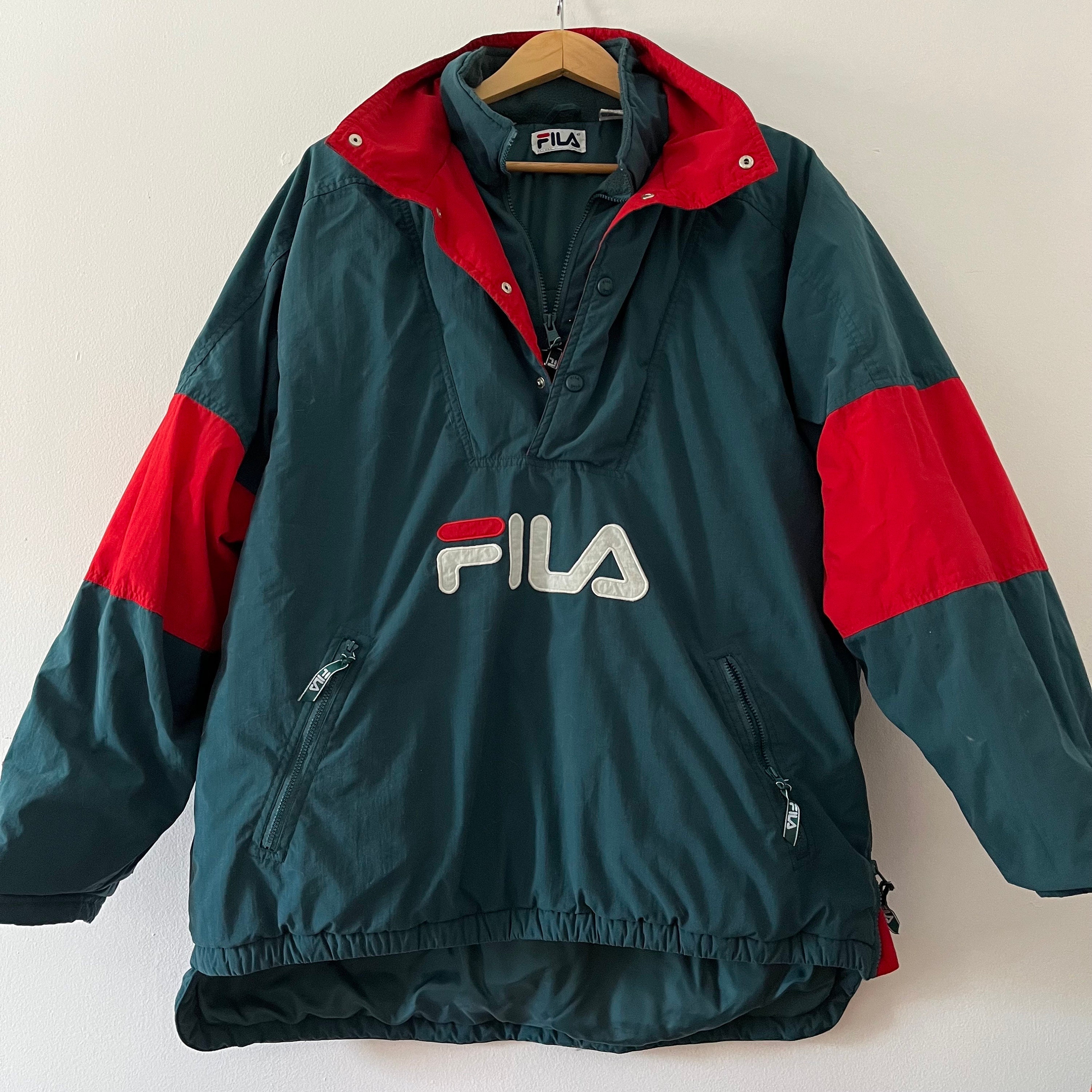 Vintage Fila Anorak Jacket 1 2 Zip Pullover Streetwear Y2K Fashion 90 s Hip Hop Clothing Size L