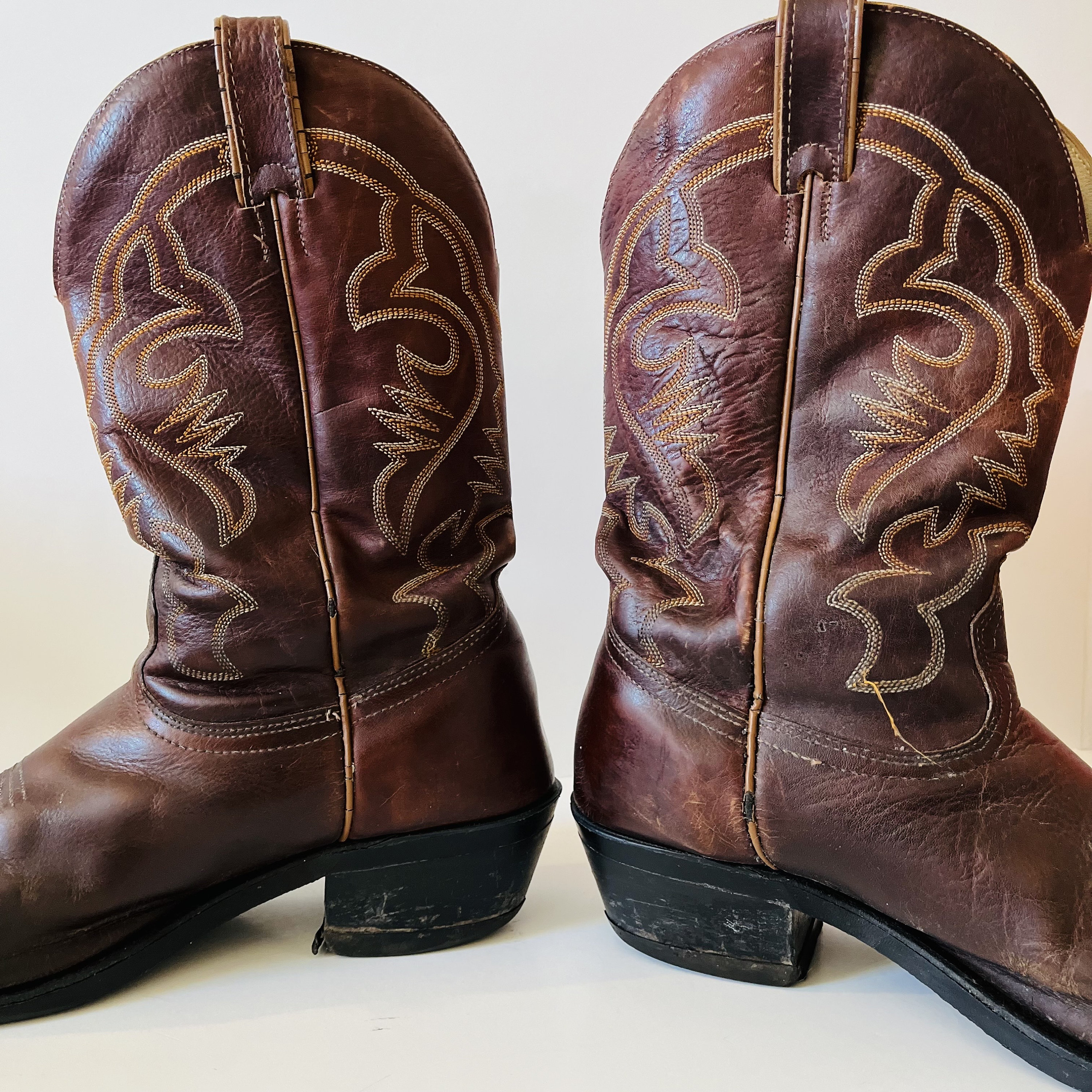 BOULET カナダ製　ウエスタンブーツ ブラウン レザー刺繍 Vintage Boulet Brown Leather Western Cowboy Boots