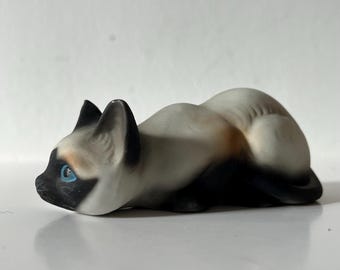 ヴィンテージ猫の置物 カントリーアーティスト シャム猫 7インチ 樹脂