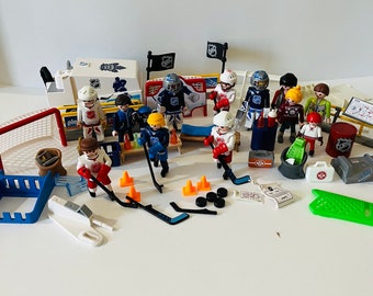 Playmobil NHL Lot of Hockey Figures Toronto Maple Leafs Goalies Collectible Hockey Characters Nets and Zamboni