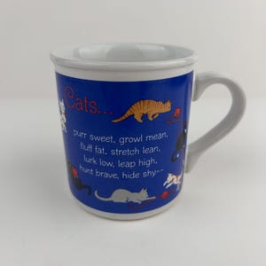 vintage 1987 poinçon cartes tasse compagnons chat poème tasse à café tasse à thé chat personne miaou fabriqué en corée