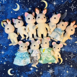 Vintage Sylvanian Calico Critters Lot of 11 Sweet Animals Bunnies Mice Cats Kittens