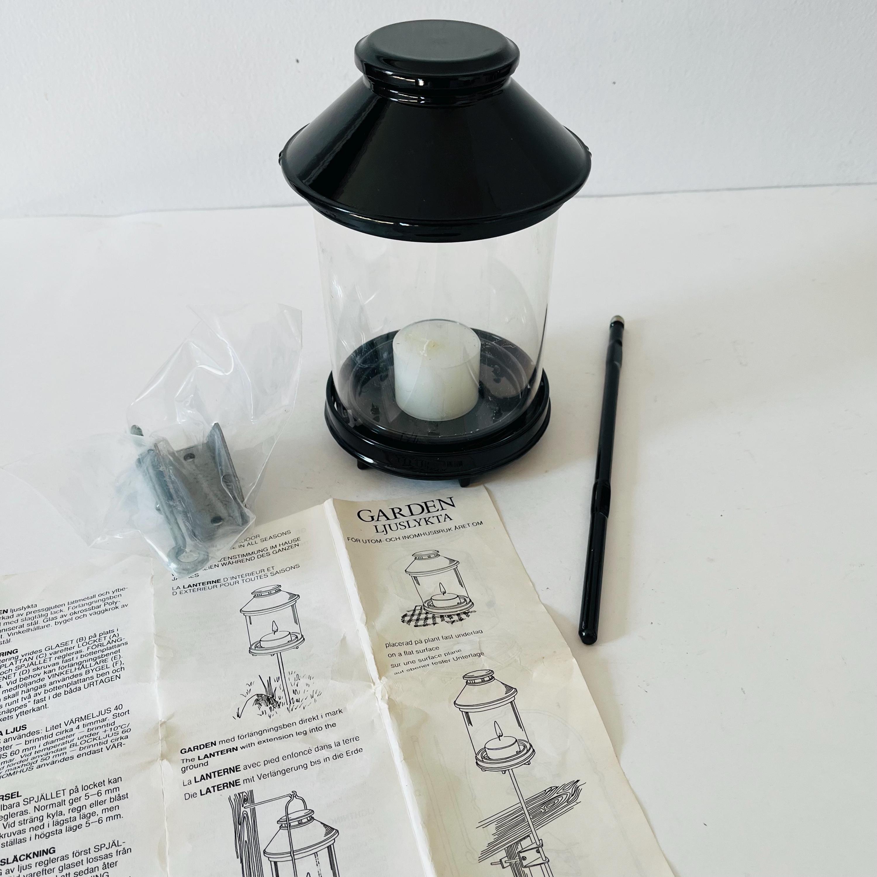 Vintage Lars Weber Black Candle Lantern Made in Sweden Rust Proof