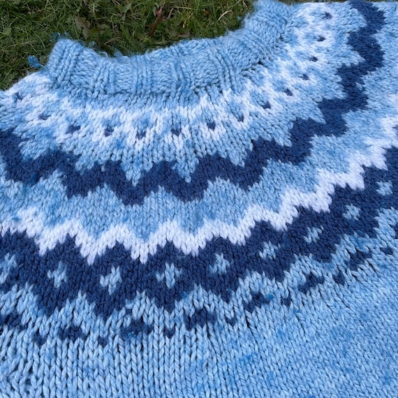Hand Knit Wool Icelandic Sweater Winter Woolen Sw… - image 2