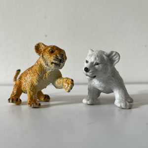 Vintage AAA Lion and Tiger Cub Toy Rubber Animals Imaginary Play Collectible Animal Figures
