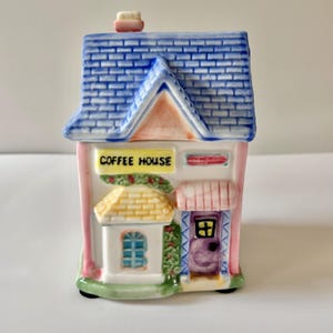 Vintage Coffee House Hand Painted Ceramic Canister Retro Kitchen Cottagecore Home Decor