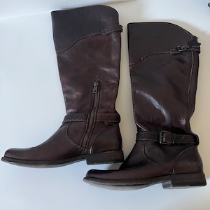 Vintage Frye Phillip 3476844 Dames bruin lederen rijlaarzen halve zijrits| Treklaarzen maat 7