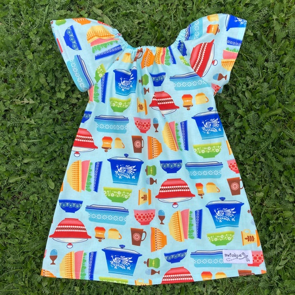 Child's Dress Retro Pyrex Inspired Dress Sewfunky Pixie Dress Vintage Kitchen Tunic Dress