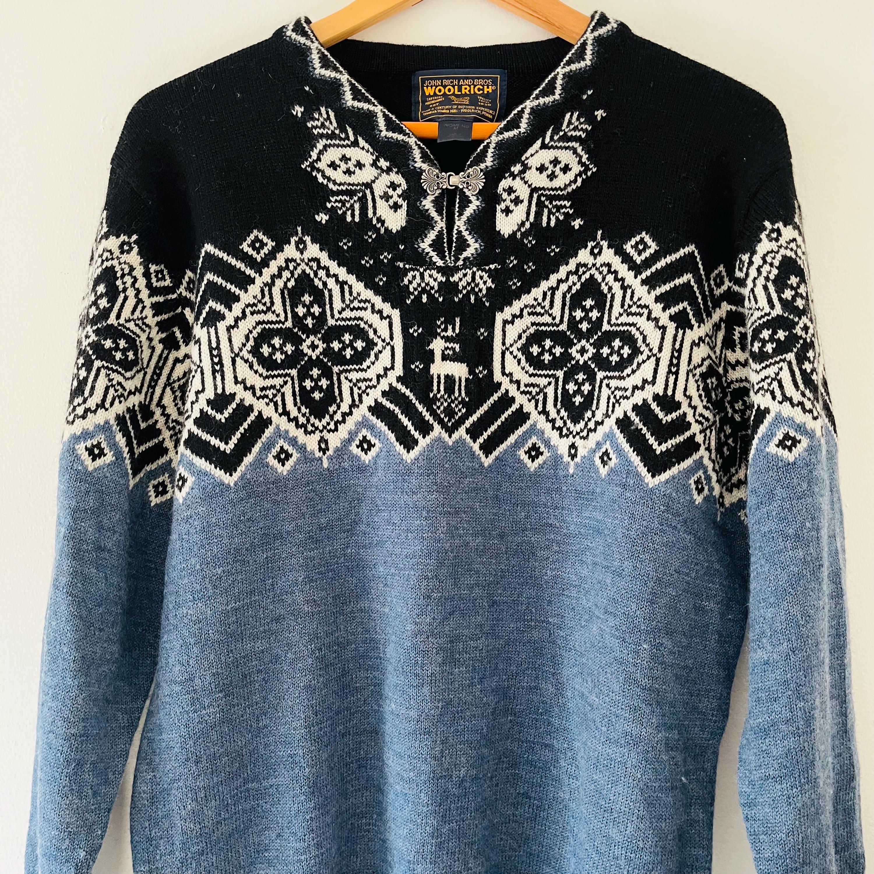 トップス 80s-90s WOOLRICH wool100% nordic knit Vintage John Rich and Bros. Woolrich Original Outdoorwear Nordic