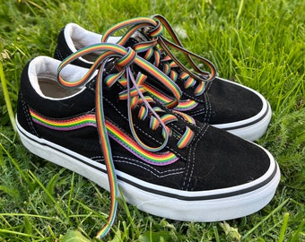 Rare Vans Pride Rainbow Edition Black Unisex Trainers Sneakers Size Men’s 3.5 Women’s 5 EUR 34.5 Rainbow Laces Fashion Excellent Condition