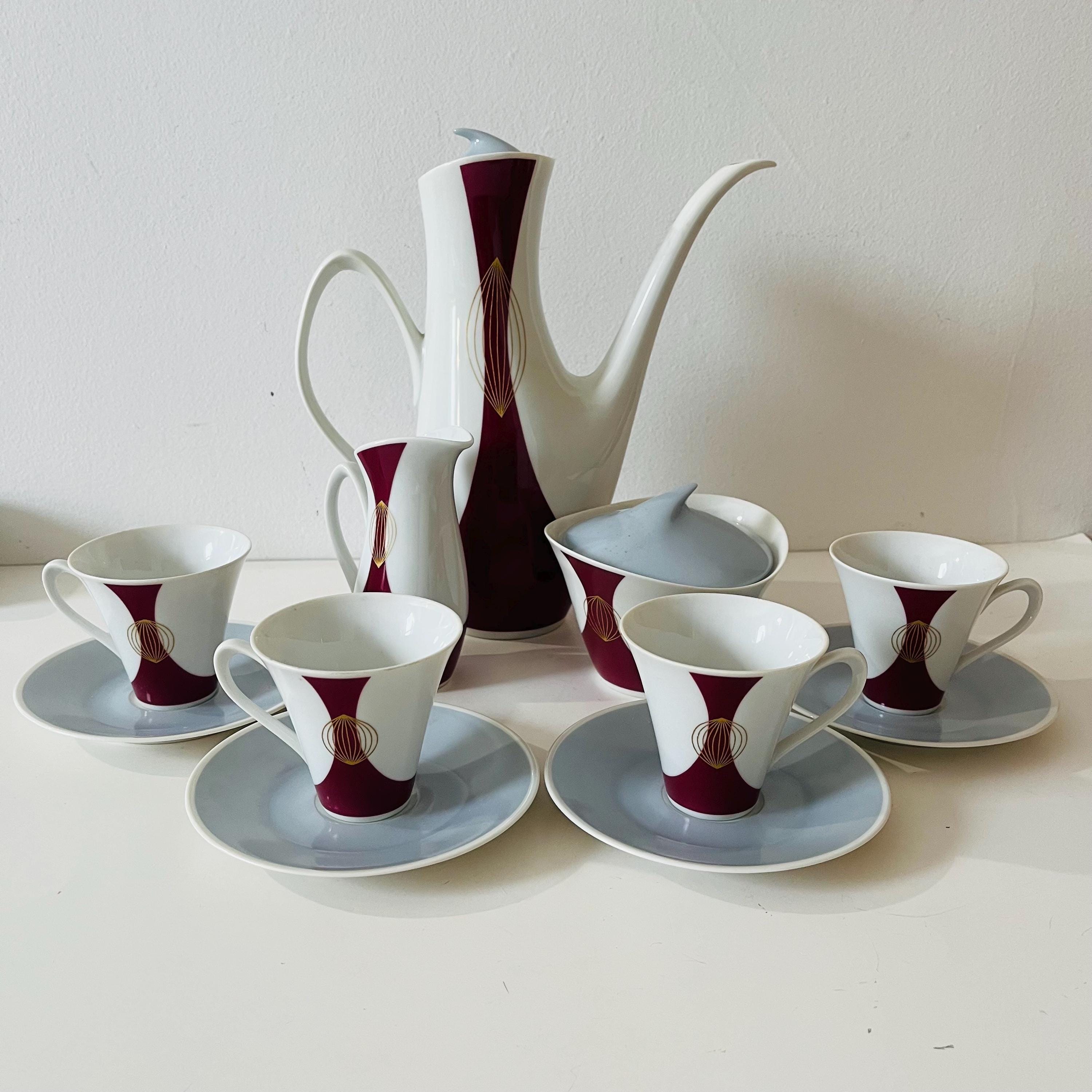 Vintage 1959 Jaroslav Jezek Art Deco Coffee Set Fine Bohemian