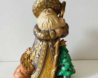 Vintage 1990's Gare Ceramic Celestial Sun Moon and Stars Whimsigoth Santa Claus Holiday Decor Xmas Winter Solstice