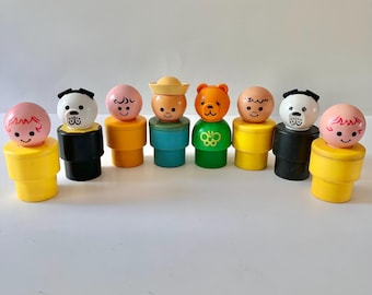 Vintage Fisher Price Little People Jumbo Toy Figure Dollhouse Dolls Imaginary Play Set of 8