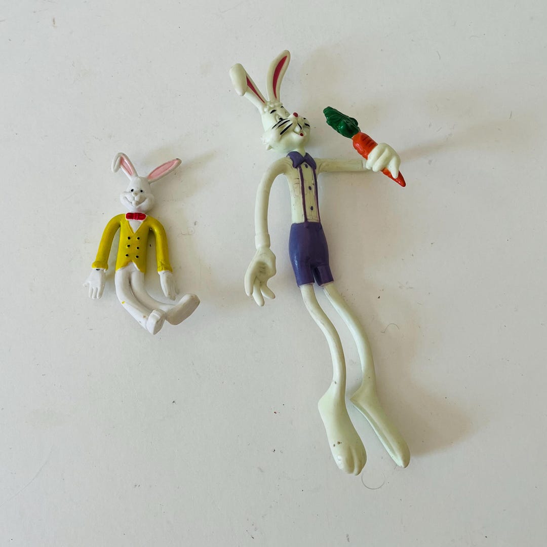 Vintage Bendable Toy Bunny Rabbit Set of Two Bendy Rabbits Toy